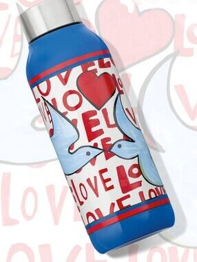 BRIGHTON LOVE DOVES Water Bottle Stainless Steel Travel 7.75" Tall